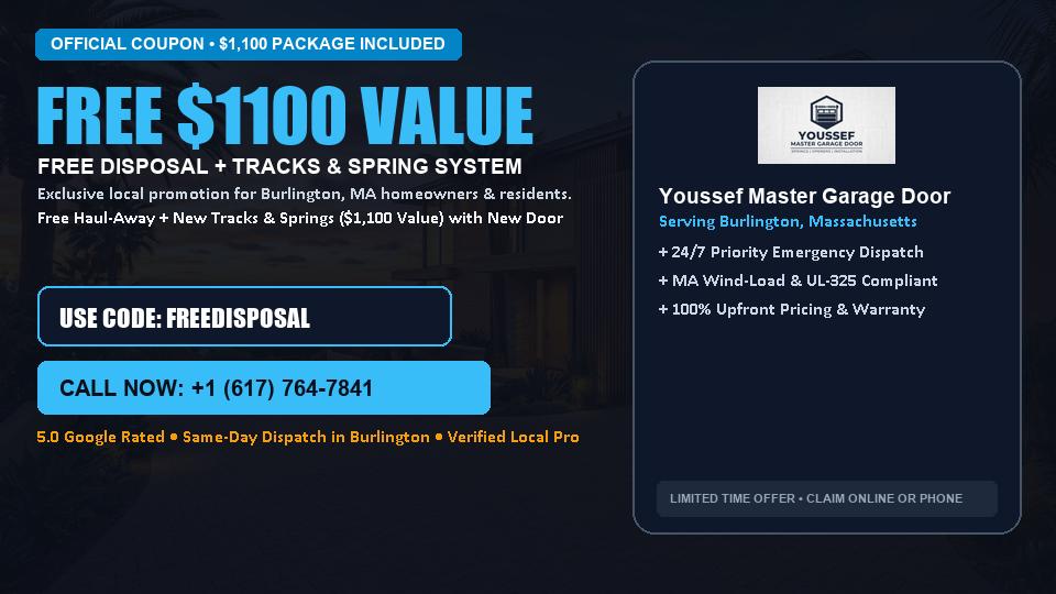 FREE Old Door Haul-Away & Heavy-Duty Tracks in Burlington, MA - Youssef Master Garage Door
